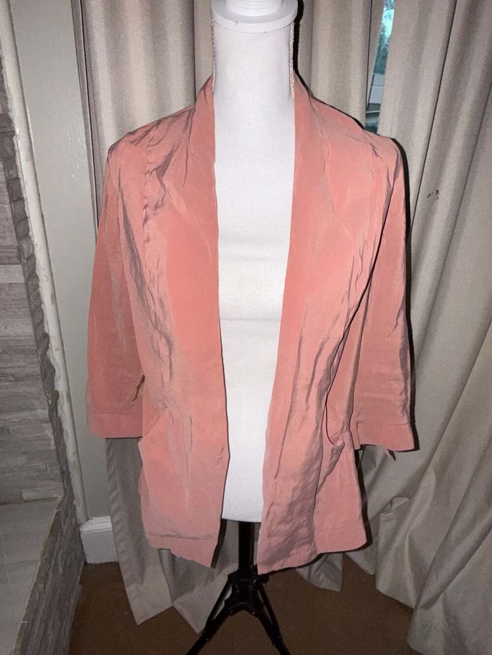 Lauren Conrad Blazer Size XS Pink Open Front Rayon 3/4 Sleeve